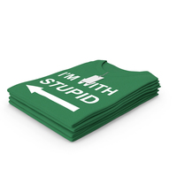 Female Crew Neck Folded Stacked With Tag Green Im With Stupid PNG & PSD Images