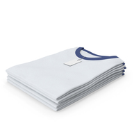 Female Crew Neck Folded Stacked With Tag White and Dark Blue PNG & PSD Images