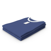 Female Crew Neck Folded Stacked With Tag White and Dark Blue PNG & PSD Images