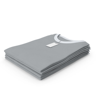 Female Crew Neck Folded Stacked With Tag White and Gray PNG & PSD Images