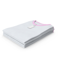 Female Crew Neck Folded Stacked With Tag White and Pink PNG & PSD Images