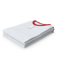 Female Crew Neck Folded Stacked With Tag White and Red PNG & PSD Images
