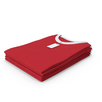 Female Crew Neck Folded Stacked With Tag White and Red PNG & PSD Images