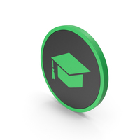 Icon Graduation Hat Green PNG & PSD Images