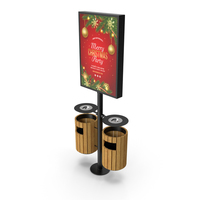 Trash Can with Advertising Light Box PNG & PSD Images
