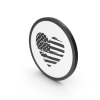 Icon Usa Flag Heart Black PNG & PSD Images