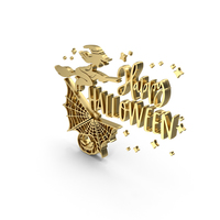 Golden Happy Halloween Banner PNG & PSD Images