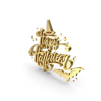Golden Happy Halloween Banner PNG & PSD Images