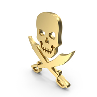 Golden Pirate danger Skull Swords PNG & PSD Images