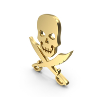 Golden Pirate Danger Skull Swords PNG & PSD Images