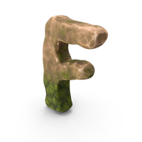 F Letter Mossy Rock PNG & PSD Images