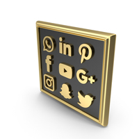 Social Media Golden Board Icons PNG & PSD Images
