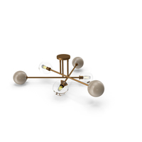 Aksel 6 Light Brass Chandelier PNG & PSD Images
