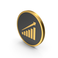 Gold Icon Graph With Arrow PNG & PSD Images