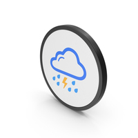 Icon Rain And Thunderstorm Colored PNG & PSD Images