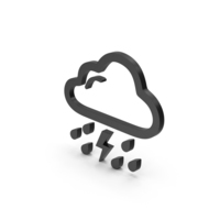 Symbol Rain And Thunderstorm Black PNG & PSD Images