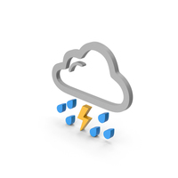 Symbol Rain And Thunderstorm Colored PNG & PSD Images