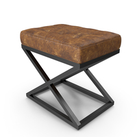 KIRKHAM TUFTED LEATHER X-BASE STOOL PNG & PSD Images