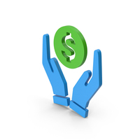 Symbol Money In Hands Blue Green PNG & PSD Images