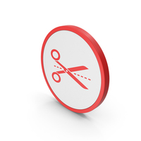 Icon Line Cut Scissors Red PNG & PSD Images