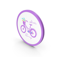 Hello Spring  Bicycle Purple PNG & PSD Images