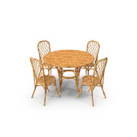 Bamboo Dining Table with Chairs Set PNG & PSD Images