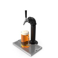 Black Iron Beer Tower Single Tap with Beer Mug PNG & PSD Images