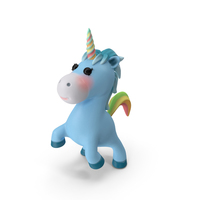 Blue Cartoon Unicorn Jumping Pose PNG & PSD Images