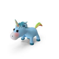 Blue Cartoon Unicorn Walking Pose PNG & PSD Images