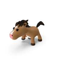 Brown Cartoon Horse Walking Pose PNG & PSD Images