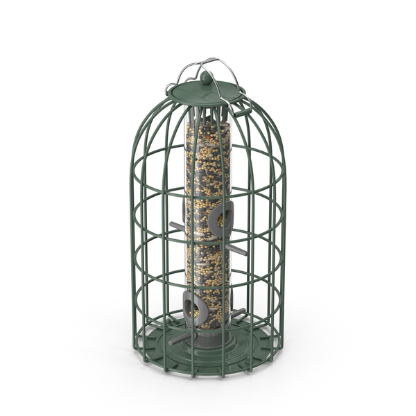 Caged Bird Feeder with Seeds PNG & PSD Images