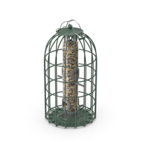 Caged Bird Feeder with Seeds PNG & PSD Images