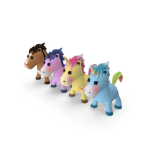 Cartoon Unicorn Set PNG & PSD Images