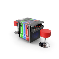 Cocktail Table Arcade Machine with Stools PNG & PSD Images