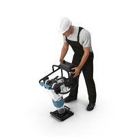 Construction Worker with Tamping Rammer PNG & PSD Images