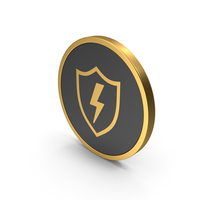 Gold Icon Shield And Lighting PNG & PSD Images
