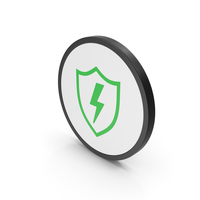 Icon Shield And Lighting Green PNG & PSD Images