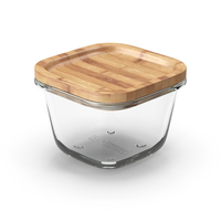Glass Food Storage Container with Bamboo Lid 160ml PNG & PSD Images