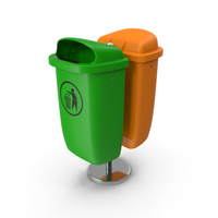 Green and Orange Plastic Public Trash Cans PNG & PSD Images
