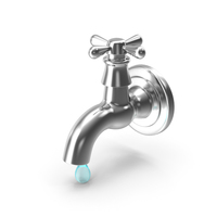 Iron Faucet with Water Drop PNG & PSD Images