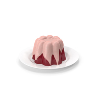 Jelly Pudding Fruit with Strawberry Cream on Plate PNG & PSD Images