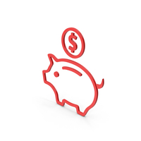 Symbol Piggy Bank Red PNG & PSD Images