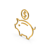 Symbol Piggy Bank Gold PNG & PSD Images