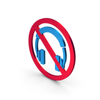 Symbol No Headphones Colored Metallic PNG & PSD Images