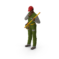 Light Skinned Black Builder Standing Pose PNG & PSD Images