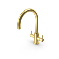 Monobloc Dual Lever Kitchen Mixer Tap Brass PNG & PSD Images