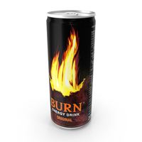 Beverage Can Burn Energy Drink 250ml PNG & PSD Images