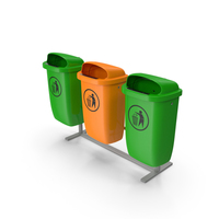 Outdoor Triple Plastic Trash Cans PNG & PSD Images