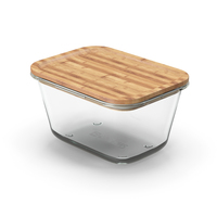 Rectangular Glass Food Container with Bamboo Lid 1800ml PNG & PSD Images