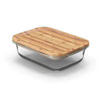 Rectangular Glass Food Storage Container with Bamboo Lid 1000ml PNG & PSD Images